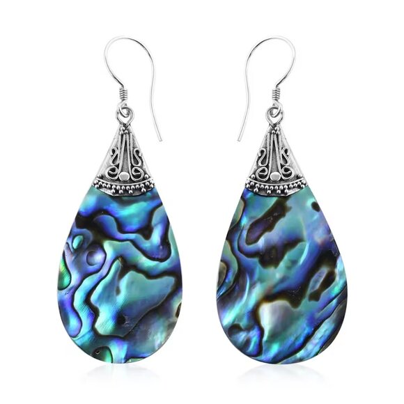 Jewelry - Women's Abalone Shell Dangle Drop Earrings  in 925 Sterling Silver